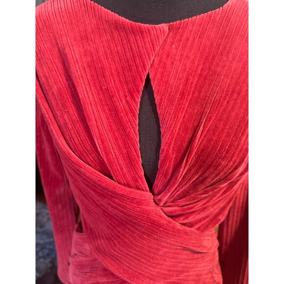 ASOS DESIGN Ribbed Midi Dress with Crossover – Deep Red - Picture 2 of 8